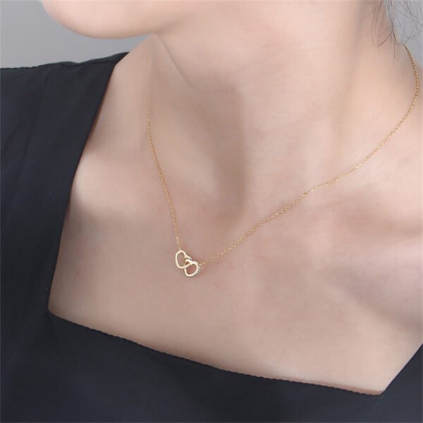 925 Silver Interlocking Hearts Necklace