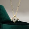 925 Silver Four Leaf Clover Moissanite Necklace