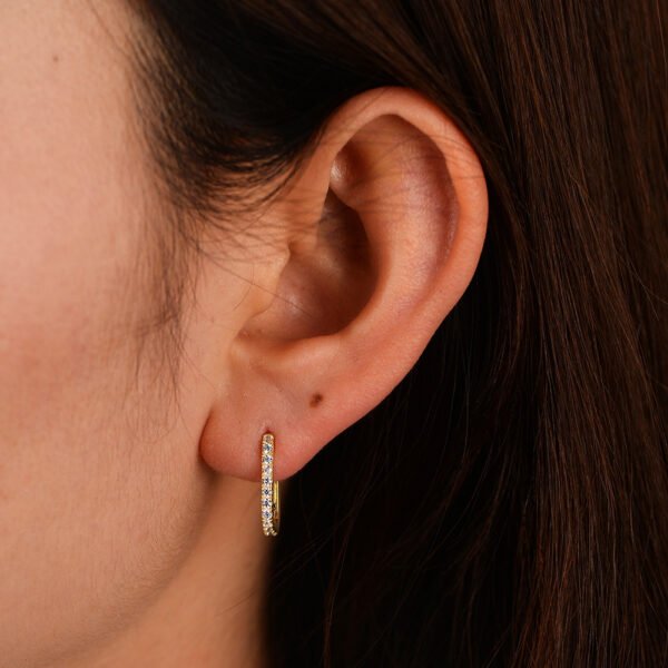 925 Silver Square Hoop Cubic Zirconia Earrings