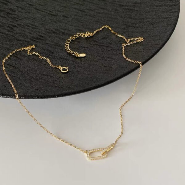 925 Silver Interlocked Double Square Ring Necklace