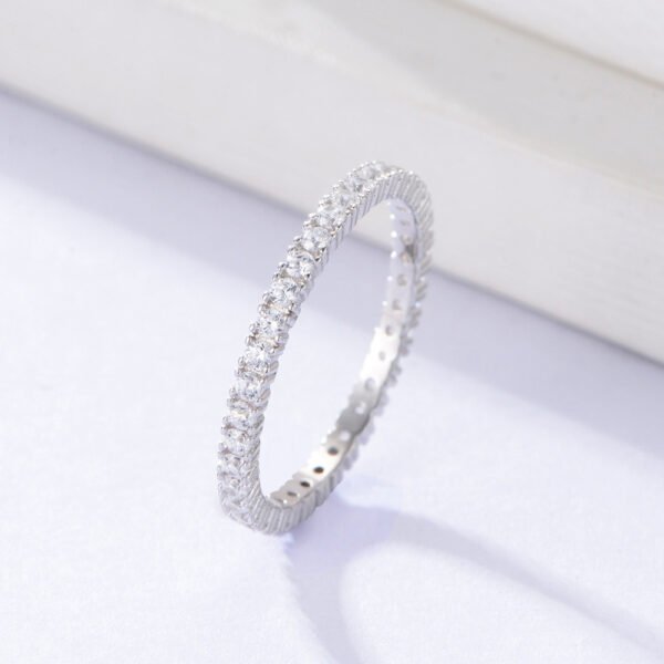 925 Silver 2mm 5A Zircon Dainty Ring