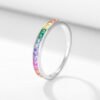 925 Silver Square Cubic Zirconia Rainbow Ring