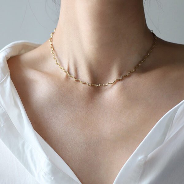 Stainless Steel Wave Choker Necklace