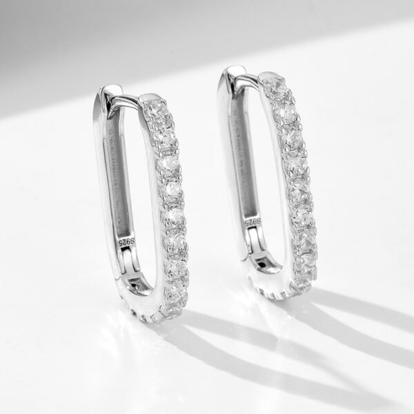 925 Silver Square Hoop Cubic Zirconia Earrings