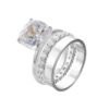 925 Silver Crushed Ice Cut Cubic Zirconia Ring Set