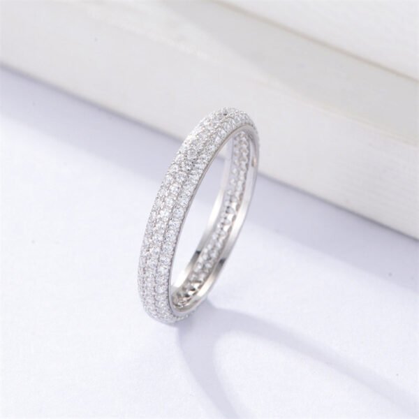 925 Silver Three Row Cubic Zirconia Ring