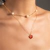 Stainless Steel Red Agate Necklace Ring Earrings Bracelet Jewelry Set