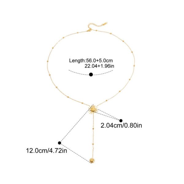 Stainless Steel Sun Pendant Y Shaped Necklace