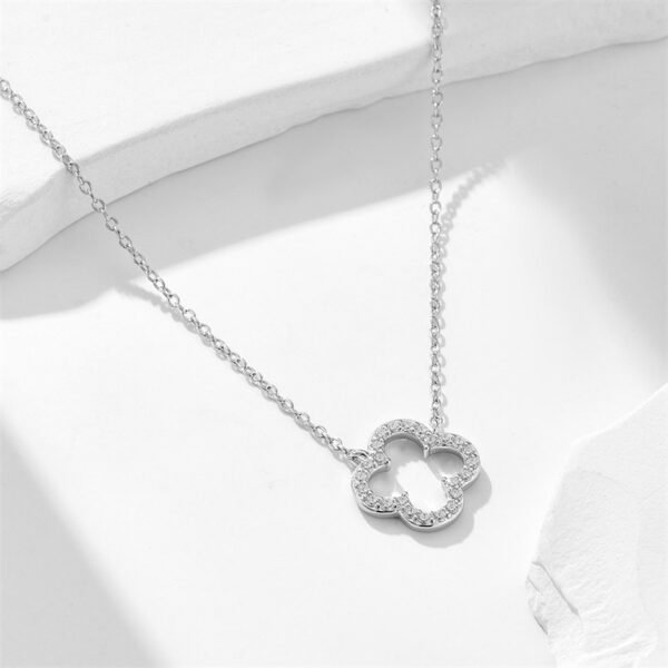 925 Silver Four Leaf Clover Cubic Zirconia Necklace