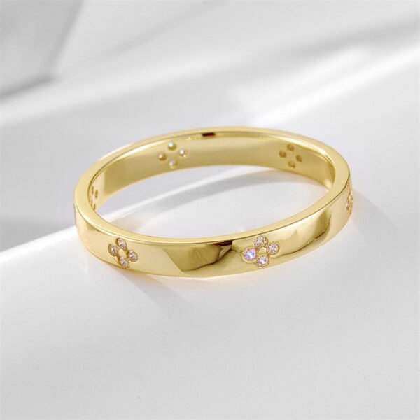 925 Silver Four Leaf Clover Cubic Zirconia Ring Set