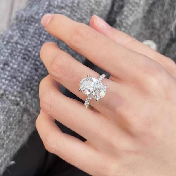 925 Sterling Silver 5ct Oval Cut Moissanite Ring