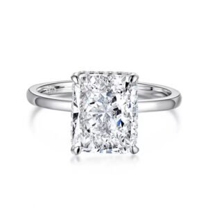 925 Silver Radiant Cut 8x10mm Square 8A CZ Solitaire Ring