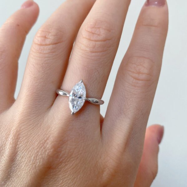 925 Silver 2ct Marquise Moissanite Solitaire Ring