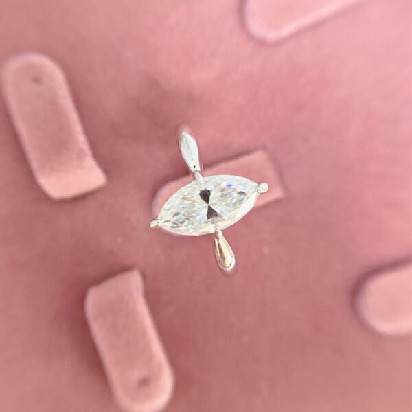 925 Silver 2ct Marquise Moissanite Solitaire Ring