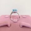 925 Silver Radiant Cut 8x12mm Pear Blue CZ Ring