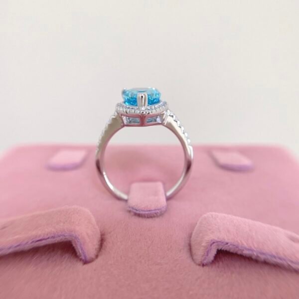 925 Silver Radiant Cut 8x12mm Pear Blue CZ Ring