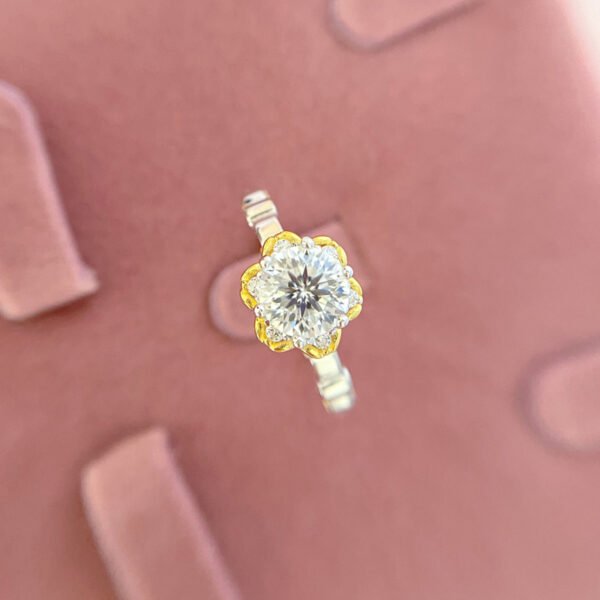 925 Sterling Silver 1ct Moissanite Two Tone Ring