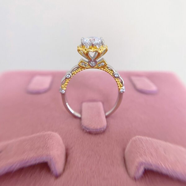 925 Sterling Silver 1ct Moissanite Two Tone Ring