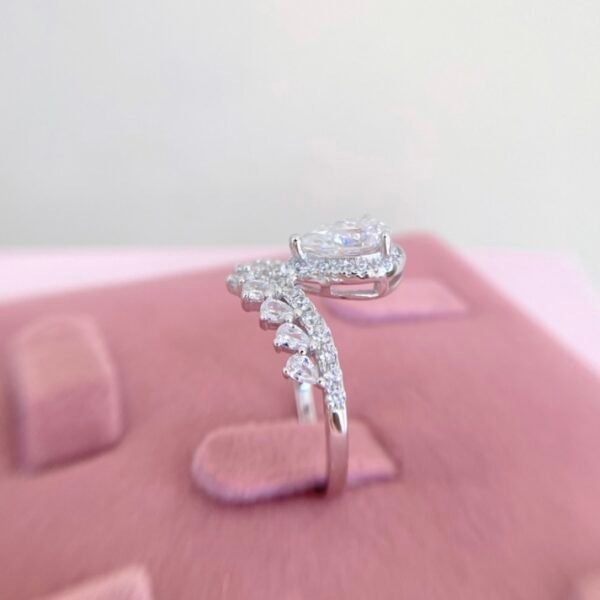 925 Sterling Silver Pear Cut Moissanite Engagement Ring