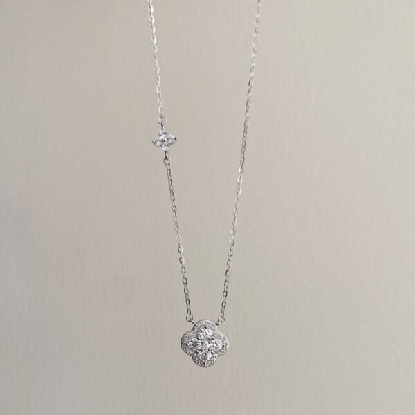 925 Silver Four-leaf Clover Cubic Zirconia Necklace