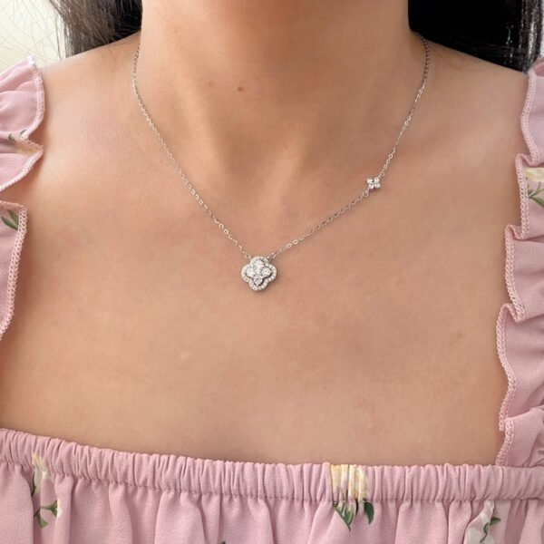 925 Silver Four-leaf Clover Cubic Zirconia Necklace