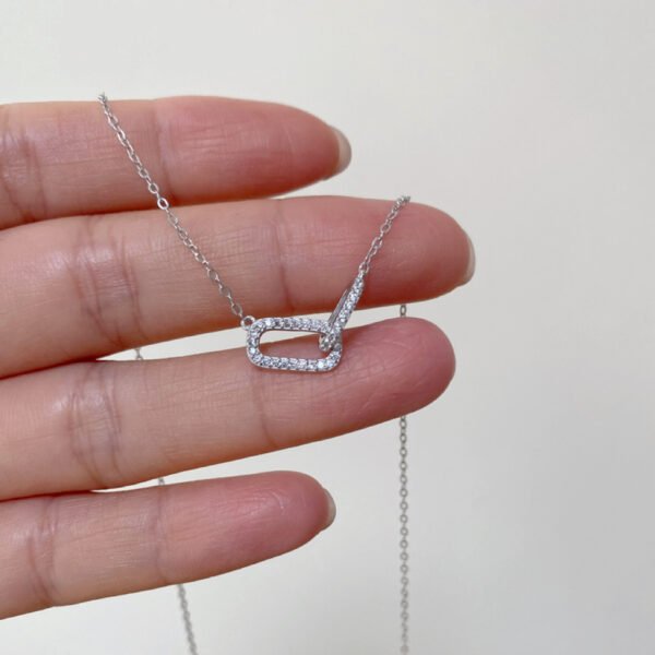 925 Silver Interlocked Double Square Ring Necklace