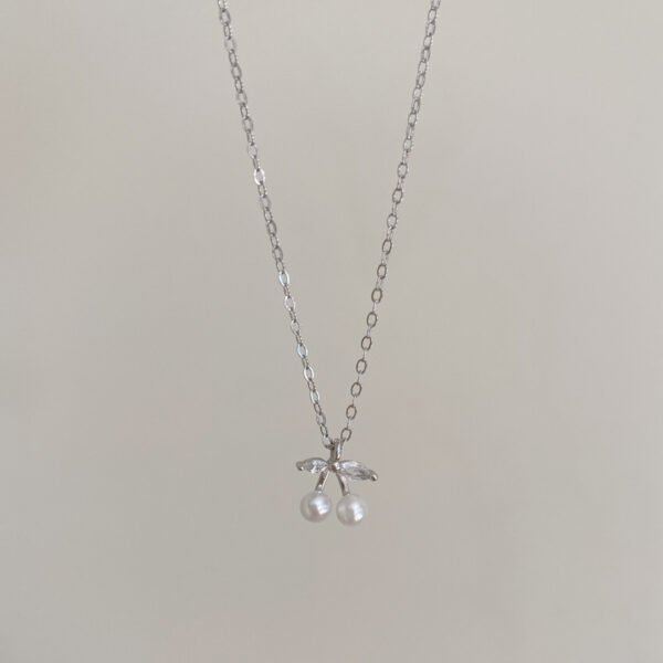 925 Silver Pearl Cherry Pendant Necklace