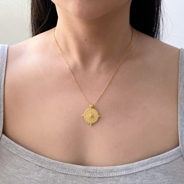 Stainless Steel Sun Pendant Necklace