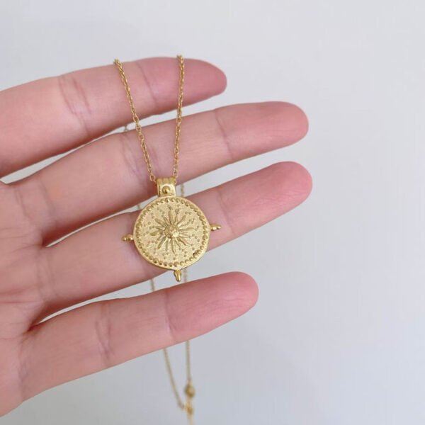 Stainless Steel Sun Pendant Necklace