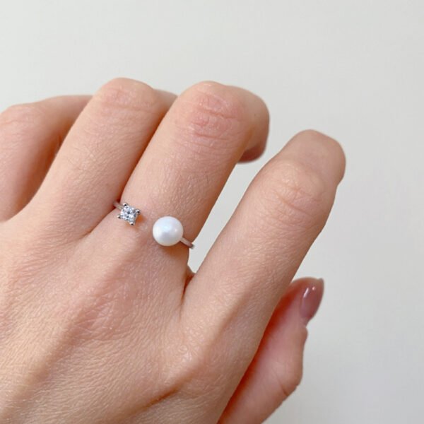 925 Silver Freshwater Pearl Adjustable Ring