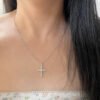 925 Silver Cross Pendant Necklace Wavy Chain