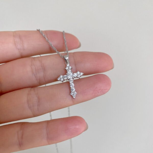 925 Silver Cross Pendant Necklace Wavy Chain