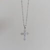925 Silver Cross Pendant Necklace Wavy Chain