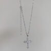 925 Silver Cross Pendant Necklace Wavy Chain