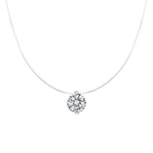 925 Silver Moissanite Solitaire Necklace Transparent Chain