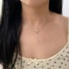 925 Silver Bow Tassel Necklace