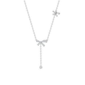 925 Silver Bow Tassel Necklace