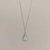 925 Silver Round and Pear CZ Dainty Necklace