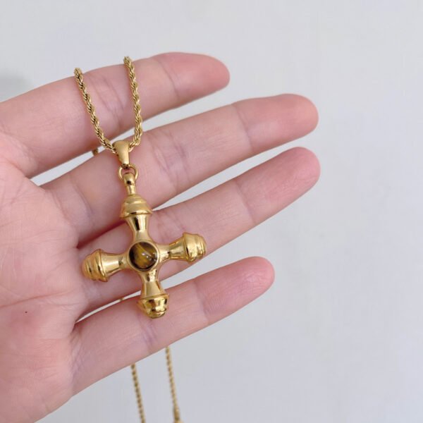 Stone Tiger Eye Cross Necklace Jewelry