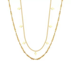 Stainless Steel 18K Gold Plated Double Layer Necklace