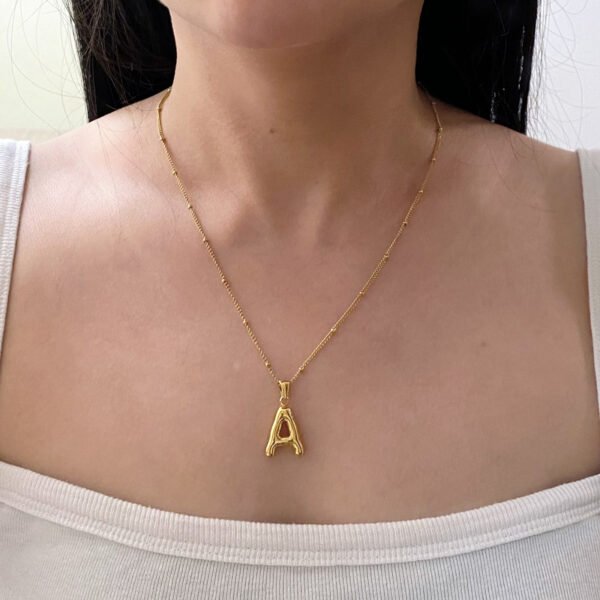 Stainless Steel Bubble Initial Necklace