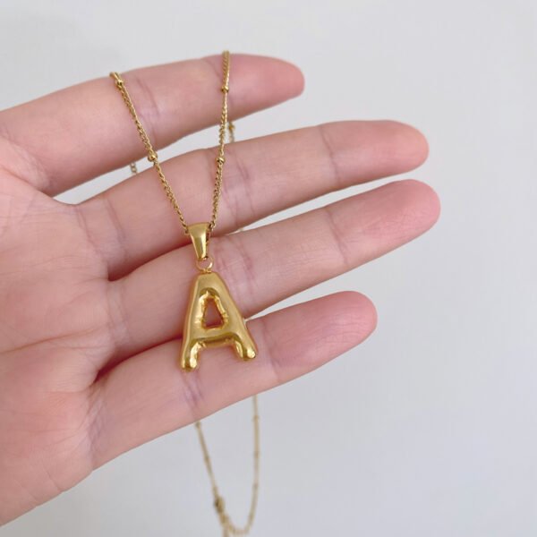 Stainless Steel Bubble Initial Necklace