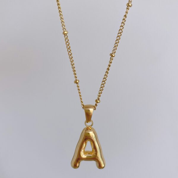 Stainless Steel Bubble Initial Necklace