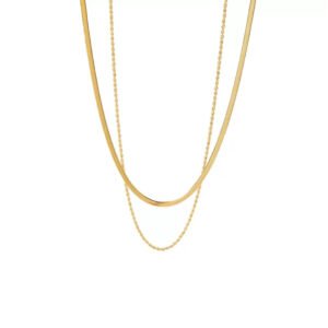 Stainless Steel Gold Plated Double Layer Necklace