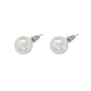 Perfect Round White South Sea Pearl Stud Earrings