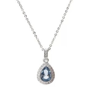925 Silver Blue Teardrop Pendant Necklace