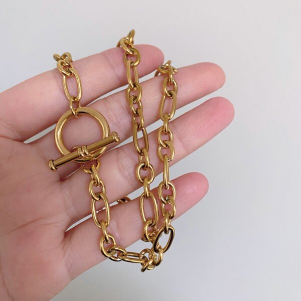 Stainless Steel Link Chain Necklace with OT Clasp