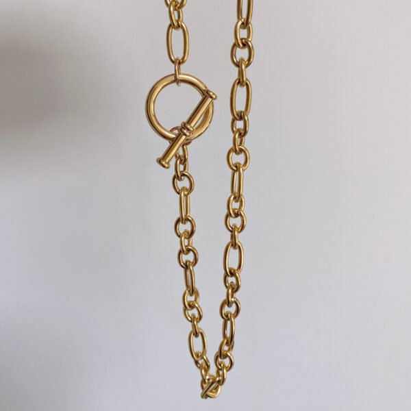 Stainless Steel Link Chain Necklace with OT Clasp