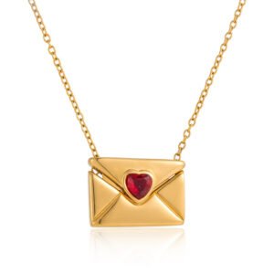 Stainless Steel LOVE YOU Openable Envelope Necklace