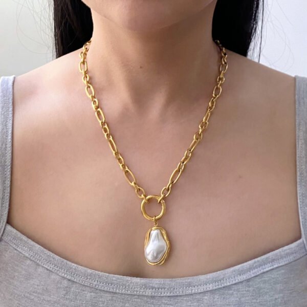 Stainless Steel Baroque Necklace Chunky Chain